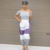 Women Fashion Colorblock Long Pants