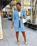 Women Career Blazer and Shorts Two-Piece Set