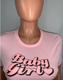 Women Sexy Letter Pink Short Sleeve T-Shirt