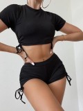 Women Ribbed Swimsuit Two-Piece Set
