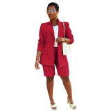 Women Career Blazer and Shorts Two-Piece Set