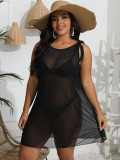 Women's Dresses Plus Size Sexy Mesh See-Through Sundress Lace-Up Holidays Beach Dress
