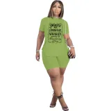 Women's Casual Side Slit Lace-Up Letter Print Tracksuit