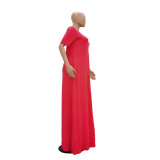 Women's Casual Pretty Color Short Sleeve Maxi Dress