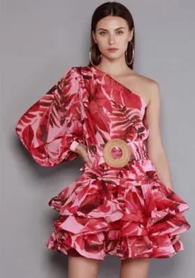 Women's Sexy Slash Shoulder Puff Sleeve One Sleeve Dress
