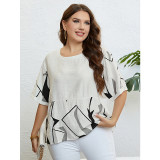 Round Neck Art Print Top