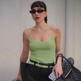 Women's Summer Fashion U-Neck Slim Fit Solid Color Camisole