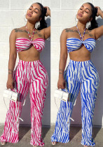 Women's Summer Crinkled Print Two-Piece Set