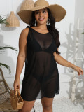 Women's Dresses Plus Size Sexy Mesh See-Through Sundress Lace-Up Holidays Beach Dress