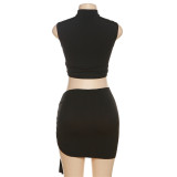Summer Women Sexy Hollow Top and Skirt Two-piece Set