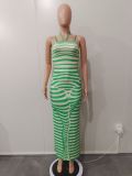 Women Ribbed Print Maxi Dress