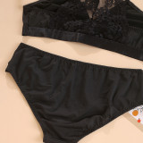 Plus Size Women Black Sexy Steelless Lace Summer Sexy Lingerie