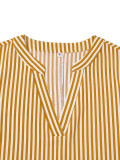 Women Casual V-Neck Stripe Lace-Up Shirt Dress