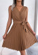 Spring/Summer Chic Crossover V-Neck Sleeveless Slim Waist Pleated Dress