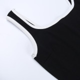 Summer Street Casual Versatile Slim Contrast Color Edge Vest Jumpsuit Women