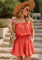 Women's Summer Chic Solid Strapless Jumpsuit