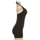 Women's Sexy Low Cut Low Back Halter Neck Print High Waist Bodycon Jumpsuit