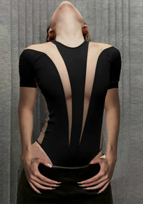 Women's Summer Fashion mesh Patchwork Round Neck Short Sleeve Bodysuit
