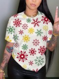 Letter Print Women's Round Neck T-Shirt