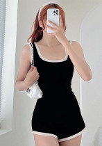 Summer Street Casual Versatile Slim Contrast Color Edge Vest Jumpsuit Women