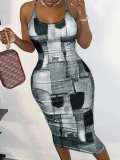 cute print batch printing mesh dress