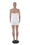 Women's Plain Tight Fitting Ribbed Suspender Jumpsuit