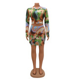 Summer women's sexy hollow print long-sleeved dress for women