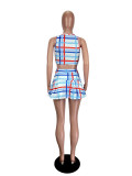Women Printed Tennis Top and Skirt Two-Piece Set