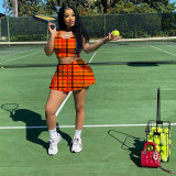 Women Printed Tennis Top and Skirt Two-Piece Set