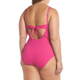 Plus Size Women Solid Crossover Ruffle One Piece Bikini