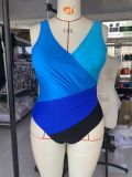 Women's Plus Size One Piece Swimsuit Color Block Cross Gradient Bikini