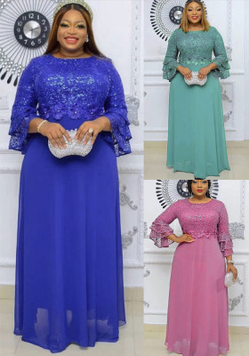 African women's clothing Plus Size lace chiffon dress