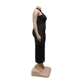 Plus Size Women Fishnet Stretch Dress