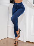 Women Stretch Ripped Casual Print Imitation jeans