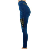 WomenSexy High Stretch Ripped Casual Print Imitation Jeans Pants