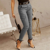 Women Solid Casual Pocket Cargo Pants