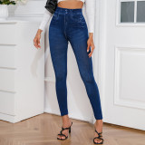 Women Stretch Ripped Casual Print Imitation jeans