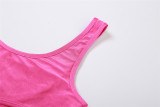 Summer Women sexy hollow sleeveless Bodysuit mesh tie skirt two-piece set