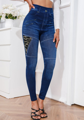 WomenSexy High Stretch Ripped Casual Print Imitation Jeans Pants