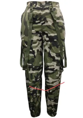 Women Summer Tape Camouflage Foot Cargo Pants