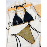 Two Pieces Two Pieces Bikini Shiny Halter Neck Briefs Swimsuit