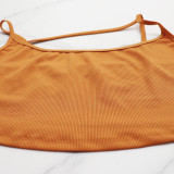 Sleeveless Crop short vest polyester+Spandex high waist fringed dress two-piece set