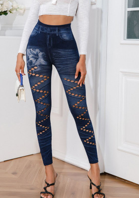 Women's Sexy High Stretch Tight Fitting Ripped Casual Print Pants