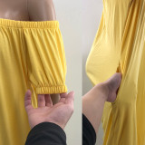 Women's Solid Color Loose Long Length Short Sleeve Jumpsuit Women's Bodysuit