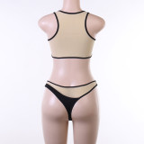 Summer sexy mesh See-Through tank top briefs bikini swimsuit