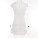 Textured Webbing Lace-Up Dress Summer Fitted Dress