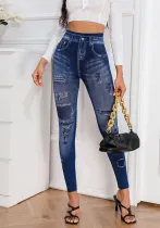 Women's Sexy High Stretch Tight Fitting Ripped Casual Print Pants