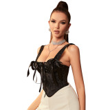 Can Outdoor Wear Vintage Drawstring Women's Satin Vest Bra Tight Fitting Waist Trainer Tight Fitting Corset Plus Size