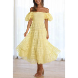 Spring Summer Off Shoulder Balloon Sleeve Casual Loose Dress