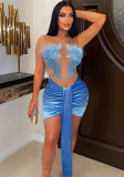 Women Sexy Strapless Dress See-Through Bodycon Party Dress